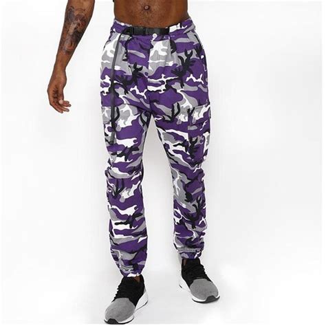 2020 Plus Size Purple Camouflage Cargo Pants Ribbon Joggers For Men