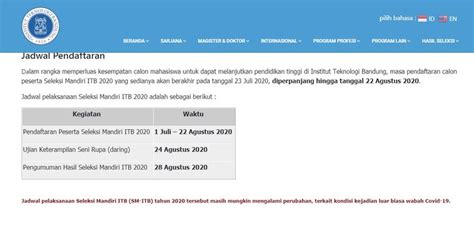 Indonesia masters 2021 dan indonesia open 2021 akan digelar secara berurutan. Pendaftaran Jalur Mandiri ITB Diperpanjang, Simak Jadwal ...