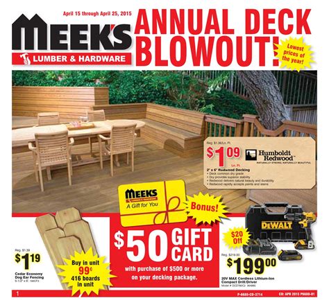 April 2015 Tab Meek S Annual Deck Blowout 04 15 15 04 25 15 By Meek S Lumber And Hardware