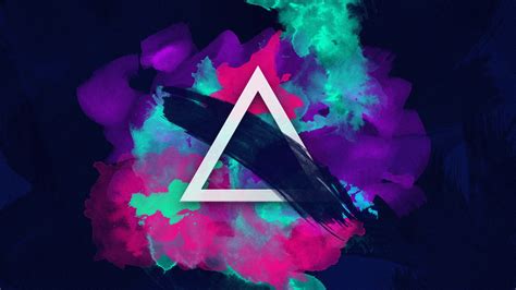 Wallpaper Triangle Paint Colorful Neon Hd Abstract