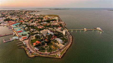 Aerial View Of Belize City At Sunset