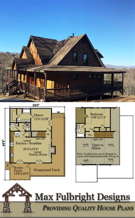 2 Bedroom Cabin Plan With Covered Porch Little River Cabin River