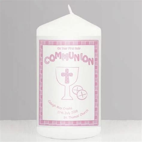 Personalised Pink First Holy Communion Candle