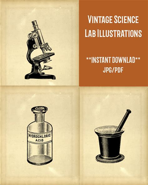 Vintage Science Lab Illustrations Printable Wall Art 8x10 Etsy