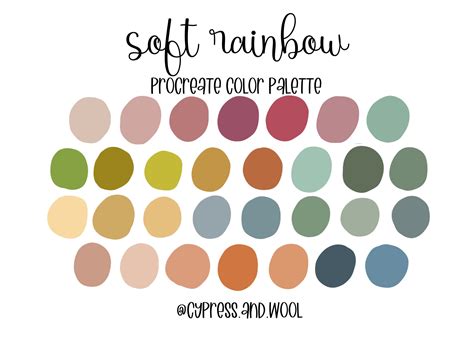 Soft Rainbow Procreate Color Palette Color Swatches Ipad Etsy Canada