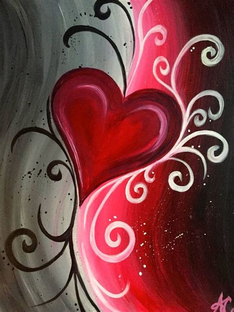 Abstract Heart Easy Canvas Painting Night Painting Simple Acrylic