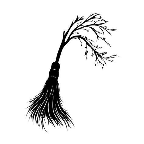Premium Vector A Black And White Of A Witches Broom Vector