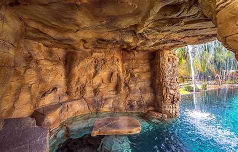 Tropical Lagoon Swimming Pool With Waterfall Cave Dream