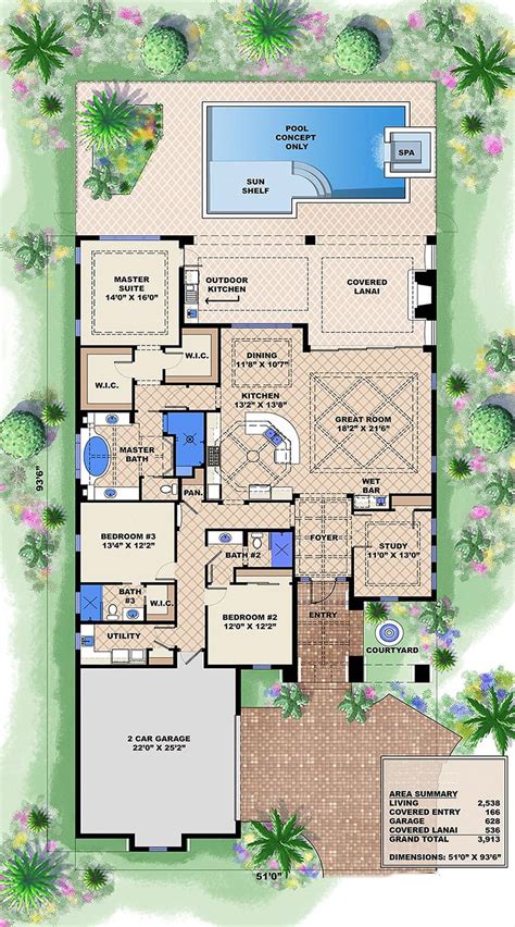 Adobe Southwestern Style House Plan 3 Beds 3 Baths 2583 Sqft Plan