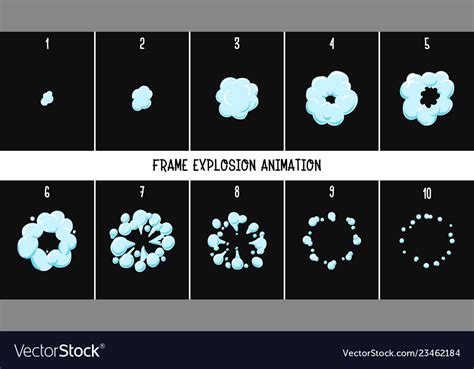 2d Classic Animation Explosion Animation Of Smoke Vector Image