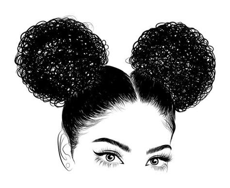 Afro Black Lady Girl American Woman Puff Hair Puffs Face Silhouette Svg Graphics