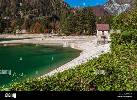 Warm Autumn Colors On The Lake Of Predil Tarvisio Friuli Stock Photo