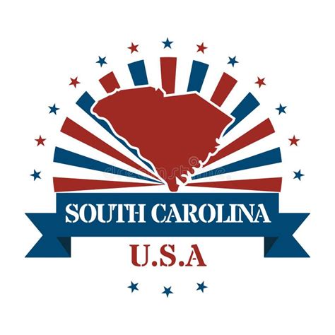 South Carolina State Map Label Vector Illustration Decorative Design
