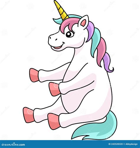 Sitting Unicorn Cartoon Colored Clipart Stock Vector Illustration Of
