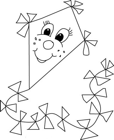 Images include flowers, chicks, bees, kites, gardens, umbrellas, watering cans. Flying Kite Coloring Page - GetColoringPages.com