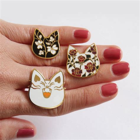 Floral Cat Enamel Pin Cat Pin Pins Cat Accessory Enamel Etsy