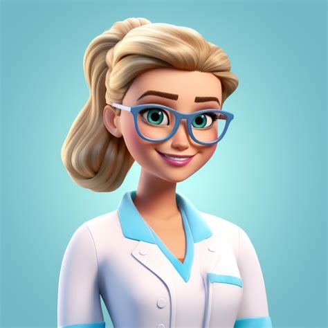 Premium Ai Image 3d Cartoon Image Of Registered Nurse With Blonde Hair And Blue Eyes