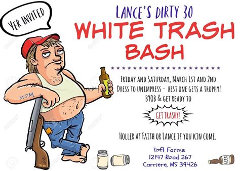 White Trash Bash Invitation Template Free Printable Word Searches