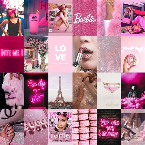 Boujee Pink Aesthetic Wall Collage Kit 60 Pcs Pink Photo Etsy In 2021