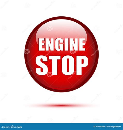 Red Button Engine Stop On White Stock Illustration Illustration Of