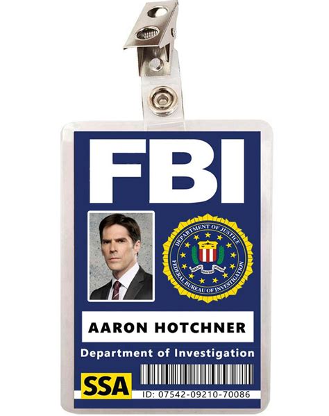 Criminal Minds Aaron Hotchner Fbi Id Badge Cosplay Costume Etsy