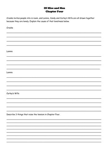 Of Mice And Men Worksheets And Activities Teaching Resources