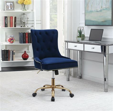 It is recommended that this chair be placed on hard floors or a floor mat; Modern Blue Velvet Office Chair