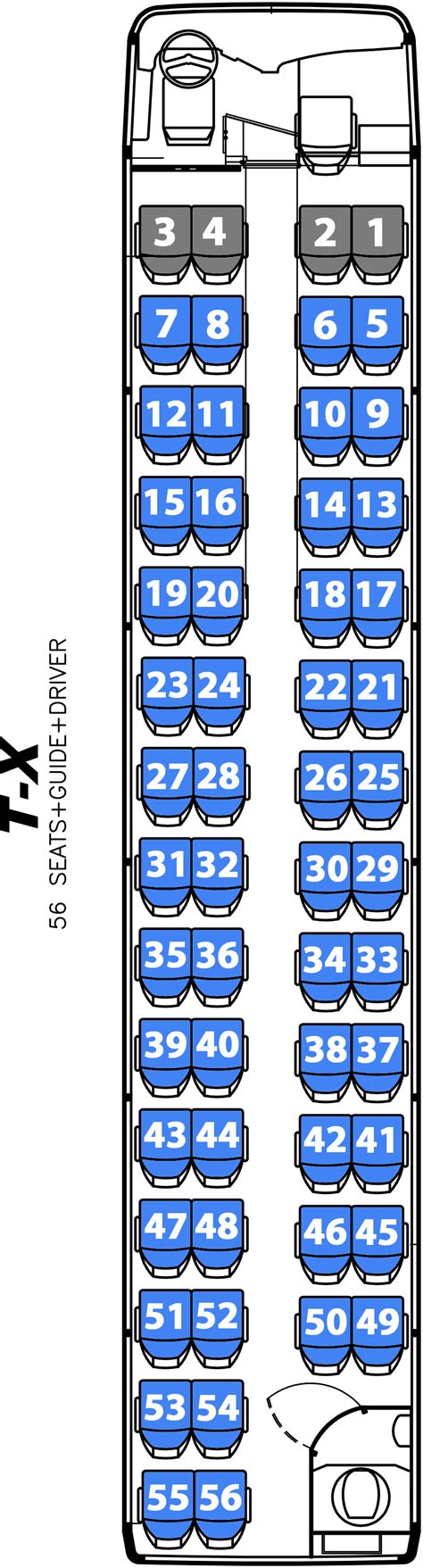 55 Passenger Charter Bus Seating Chart