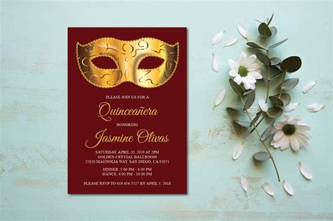 Famous birthdays for the 15th of april. Masquerade Quinceanera Invitation/Printable Red & Gold ...