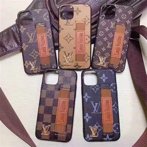 Louis Vuitton Style Leather Monogram Strap Designer Iphone Case