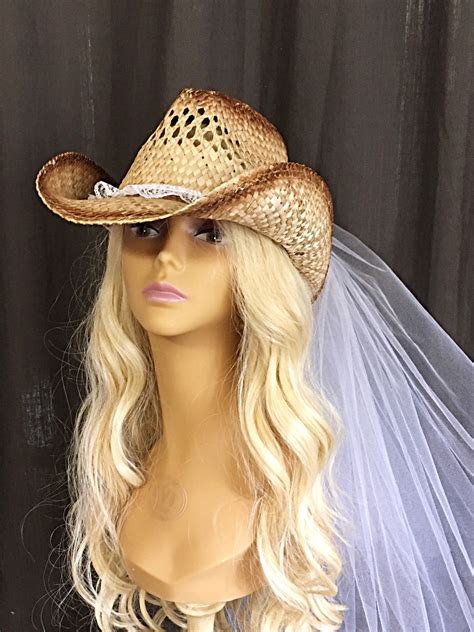 Cowboy Hat Veil Cowgirl Hat Veil Wedding Cowboy Hat