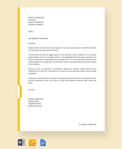 Sample Leave Request Letter Format Employee Templates Word Excel Vrogue
