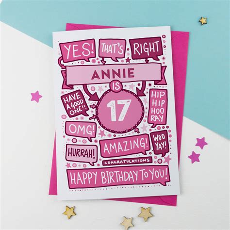 17th Thats Right Personalised Birthday Card Pink By A Is For Alphabet