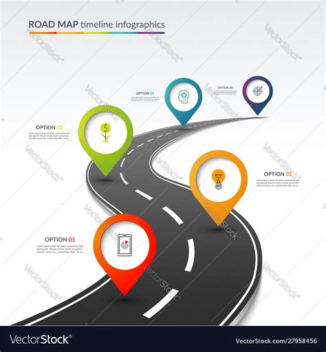 Road Map Timeline Infographic Template Royalty Free Vector