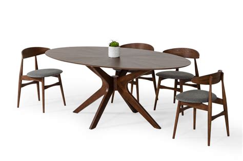 Modrest Prospect Modern Oval Walnut Dining Table