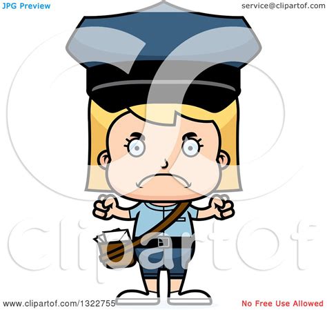 clipart of a cartoon mad blond white girl mailman royalty free vector illustration by cory