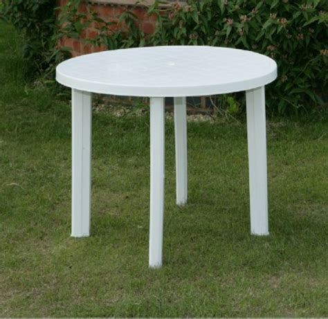 New Progarden Round White Plastic Garden Patio Table Parasol Holder Slot Amazon Co Uk