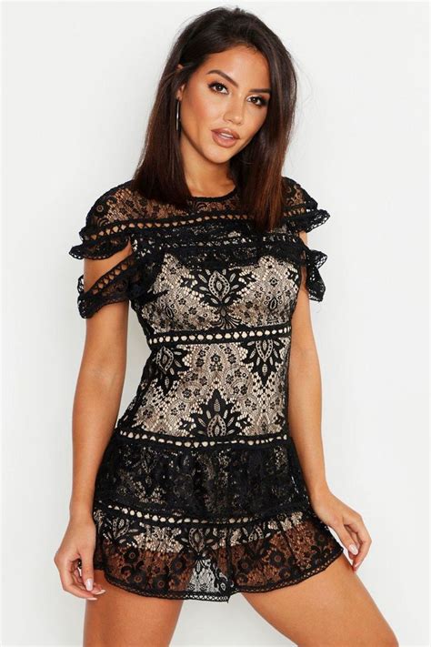 sleeve detail lace tiered mini dress boohoo mini dress mini black dress mini dress outfits