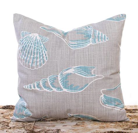 sea shells pillowcase light blue coastal pillows shells throw pillow cover navy navy throw