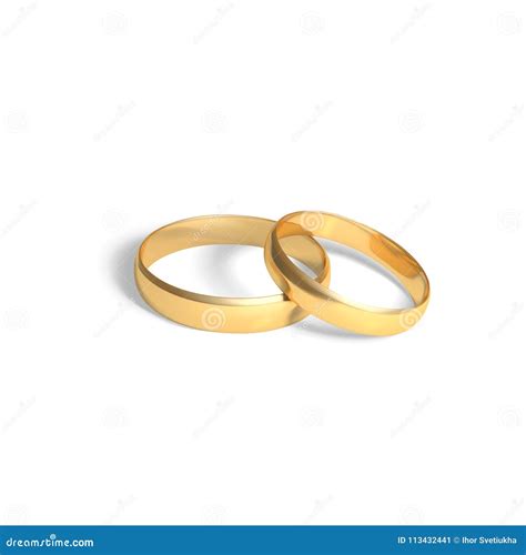 Two Golden Rings Gold Wedding Rings Pair Vector 3d Realistic