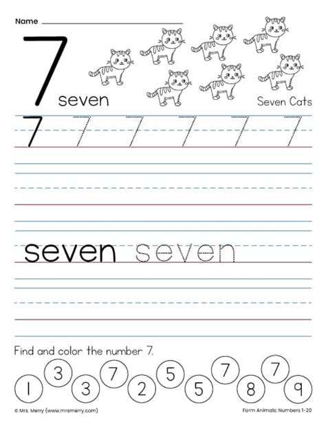Free Tracing Numbers Worksheets 1 20 With Farm Animals Mrs Merry