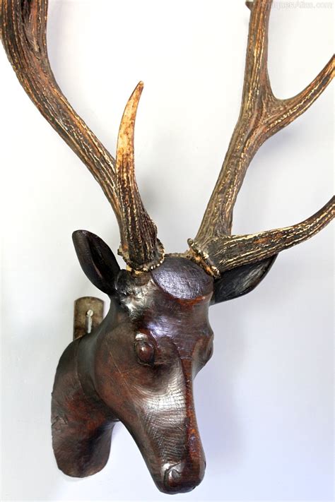 Antiques Atlas Antique Wood Carved Deer Head With Antlers