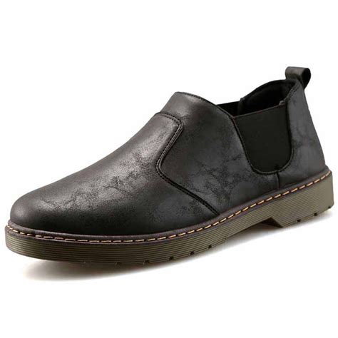 Black Retro Leather Casual Slip On Dress Shoe Mens Dress Shoes Online