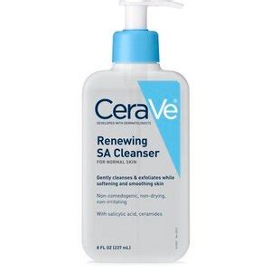 The salicylic acid in the formula gently exfoliates the skin, without compromising the skin's natural barrier. CeraVe Renewing SA Cleanser, Gently Exfoliates & Softens ...