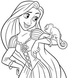 Rapunzel and Pascal the chameleon coloring pages