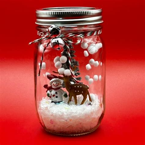 Whimsical Water Less Mason Jar Snow Globe Etsy