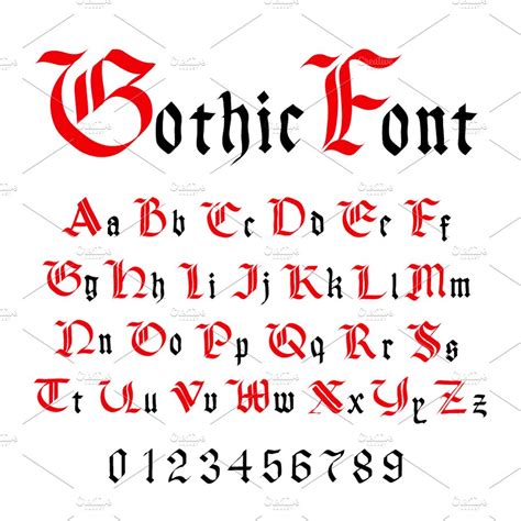 Set Of Ancient Gothic Letters Graphic Objects Creative Market