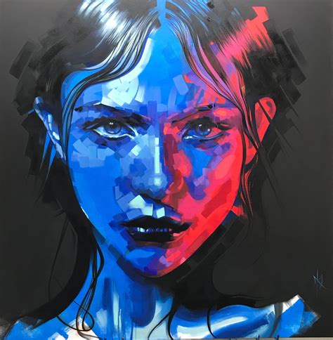 Natalya Original Oil Portrait Blue And Red Fictional Portraits