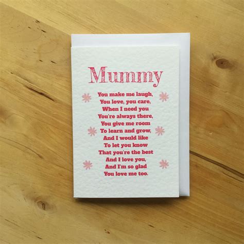 I Love You Mummy Mommy Card Mummy Poem Card Etsy Uk