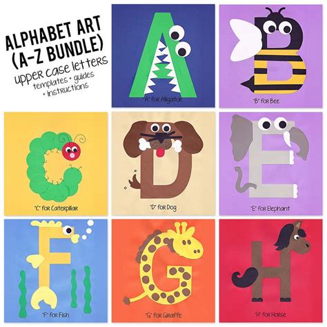 A To Z Alphabet Art Template Upper Case Letters Bundle Alphabet